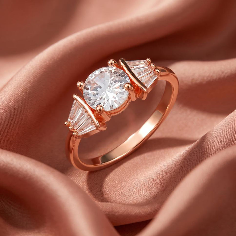 The99Jewel Rose Gold Plated American Diamond and Brass Adjustable Ring