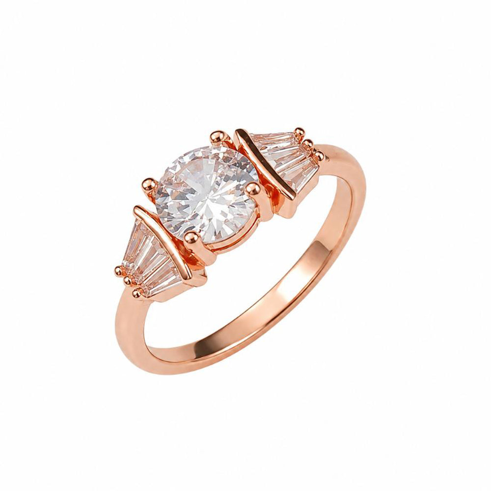 The99Jewel Rose Gold Plated American Diamond and Brass Adjustable Ring