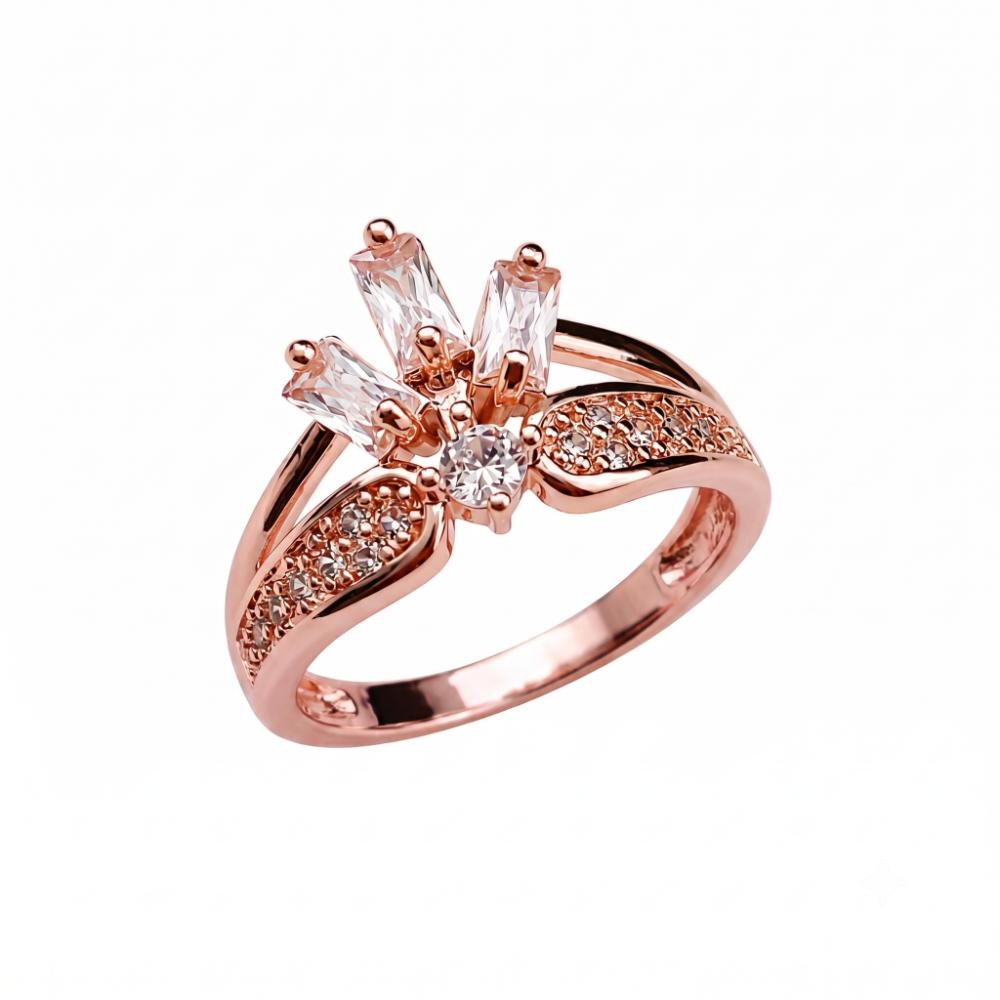 The99Jewel Rose Gold Plated American Diamond and Brass Adjustable Ring