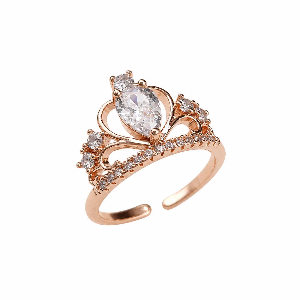 The99Jewel Rose Gold Plated American Diamond and Brass Adjustable Ring