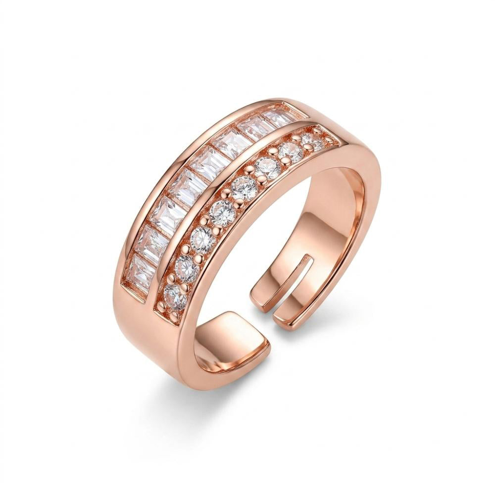 The99Jewel Rose Gold Plated American Diamond and Brass Adjustable Ring
