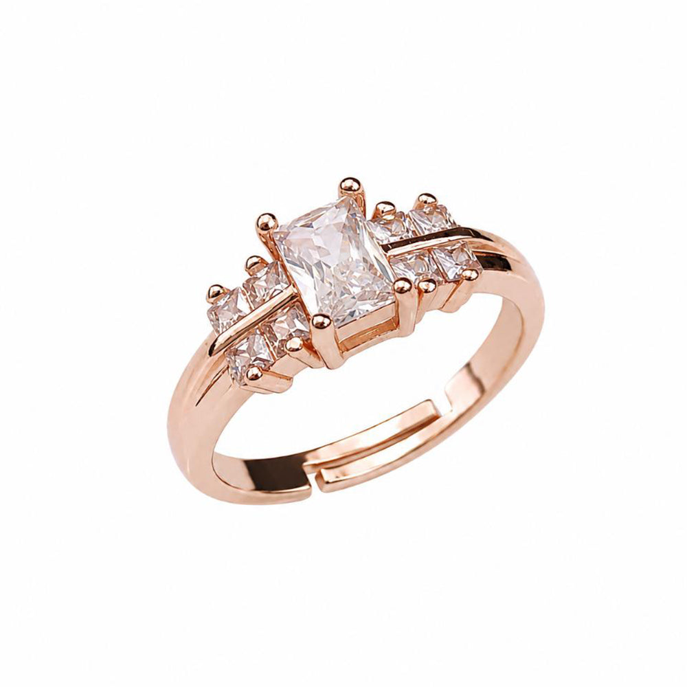The99Jewel Rose Gold Plated American Diamond and Brass Adjustable Ring