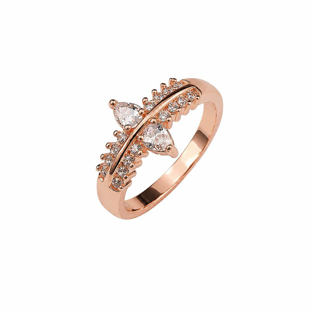 The99Jewel Rose Gold Plated American Diamond and Brass Adjustable Ring