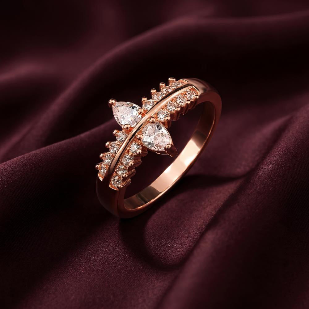 The99Jewel Rose Gold Plated American Diamond and Brass Adjustable Ring