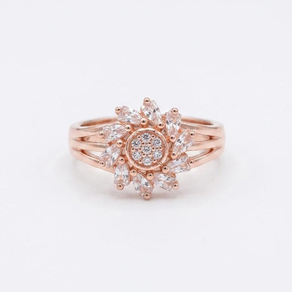 The99Jewel Rose Gold Plated American Diamond and Brass Adjustable Ring