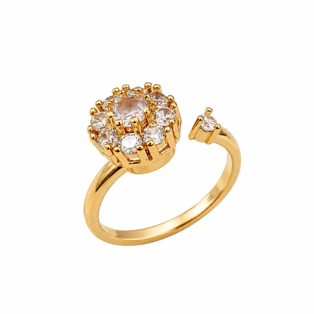 The99Jewel Gold Plated American Diamond and Brass Adjustable Ring