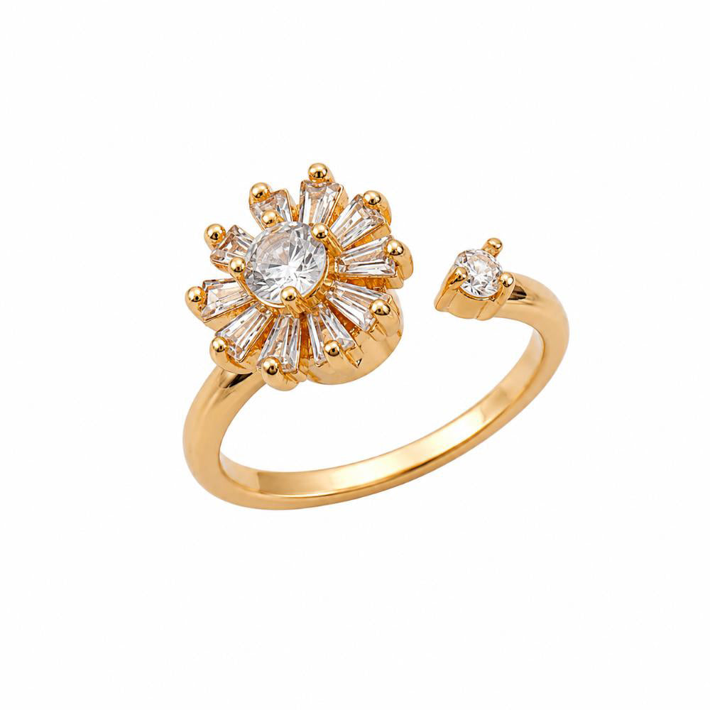 The99Jewel Gold Plated American Diamond and Brass Adjustable Ring