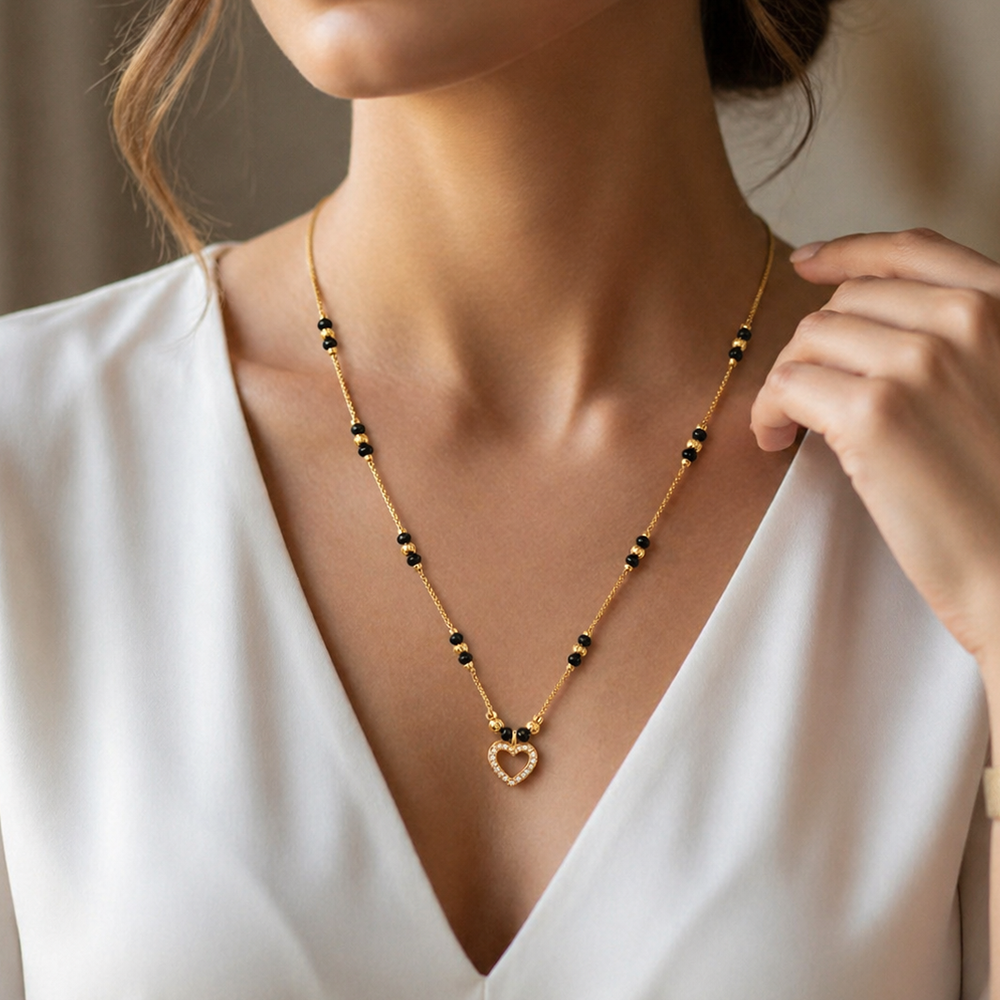 The99Jewel Heart Shape Charms Trendy Mangalsutra For Women