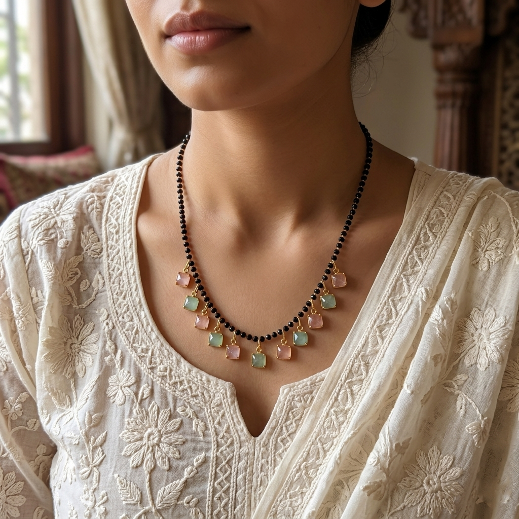 The99Jewel Square Charms Trendy Mangalsutra For Women