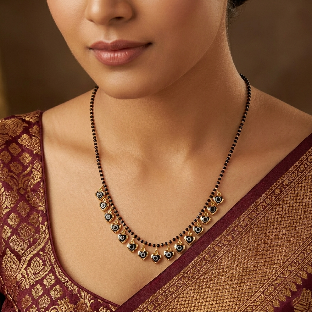 The99Jewel Evil Eye Heart Shape Charms Trendy Mangalsutra For Women