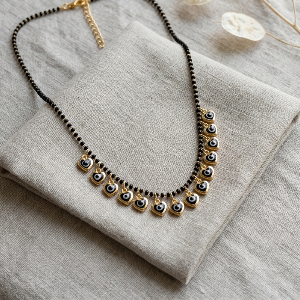 The99Jewel Evil Eye Heart Shape Charms Trendy Mangalsutra For Women