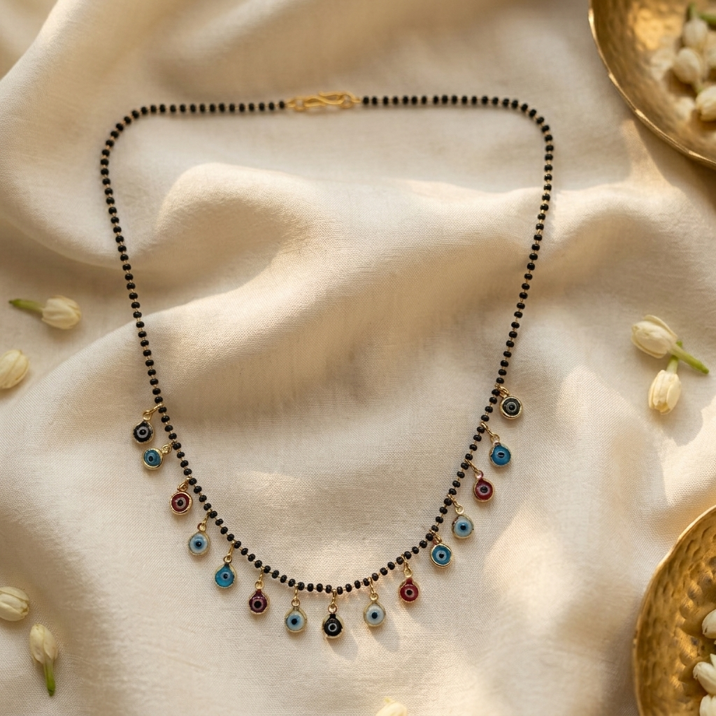 The99Jewel Evil Eye Round Shape Charms Trendy Mangalsutra For Women