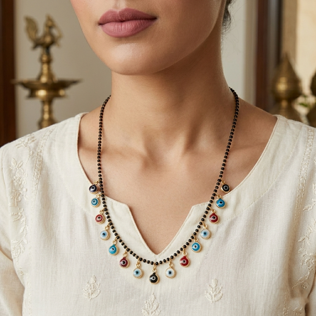The99Jewel Evil Eye Round Shape Charms Trendy Mangalsutra For Women