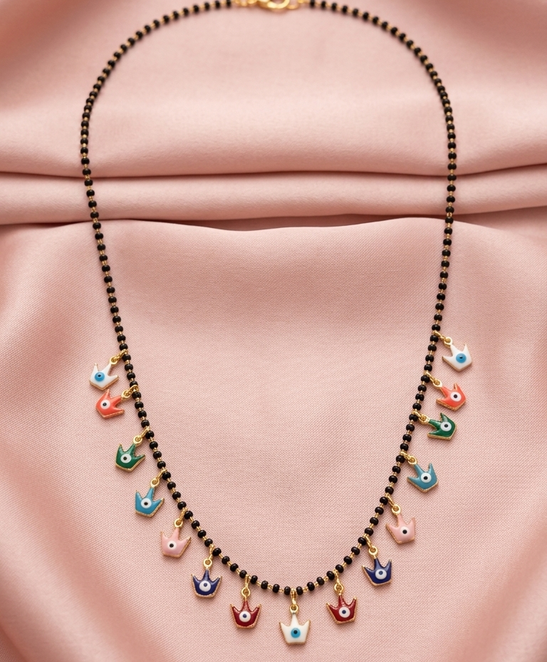 The99Jewel Evil Eye Crown Shape Charms Trendy Mangalsutra For Women