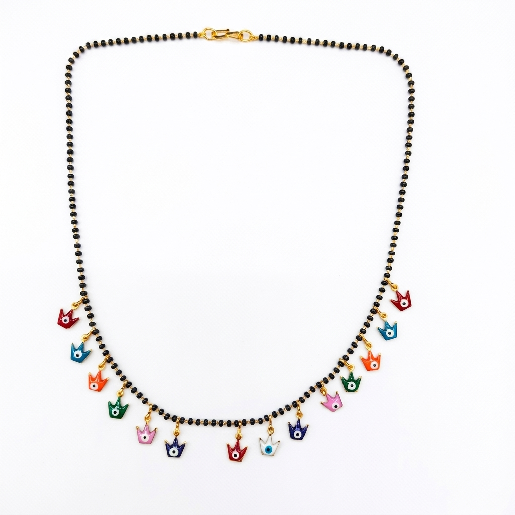 The99Jewel Evil Eye Crown Shape Charms Trendy Mangalsutra For Women