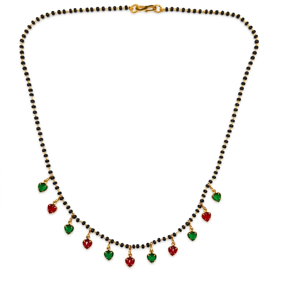 The99Jewel Red And Green Heart Shape Charms Trendy Mangalsutra For Women