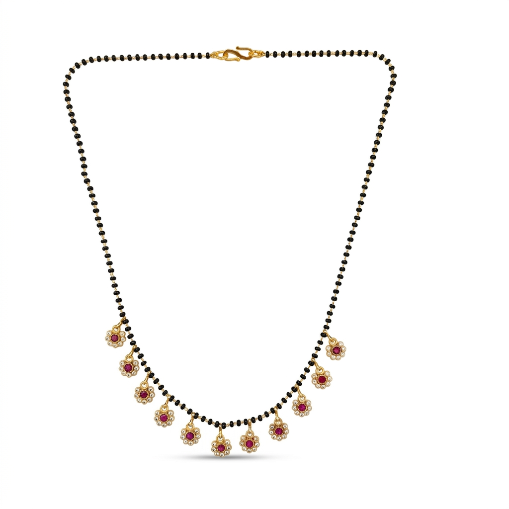 The99Jewel American Diamond Floral Charms Trendy Mangalsutra For Women