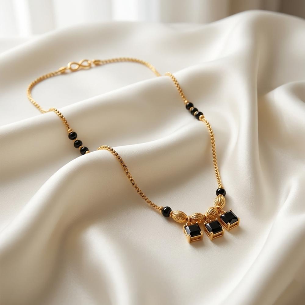 The99Jewel Classic Gold-Plated Mangalsutra with Sparkling Crystal Charms