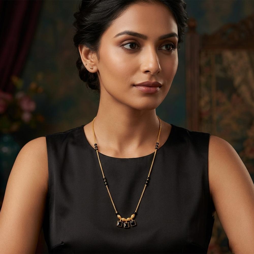 The99Jewel Classic Gold-Plated Mangalsutra with Sparkling Crystal Charms