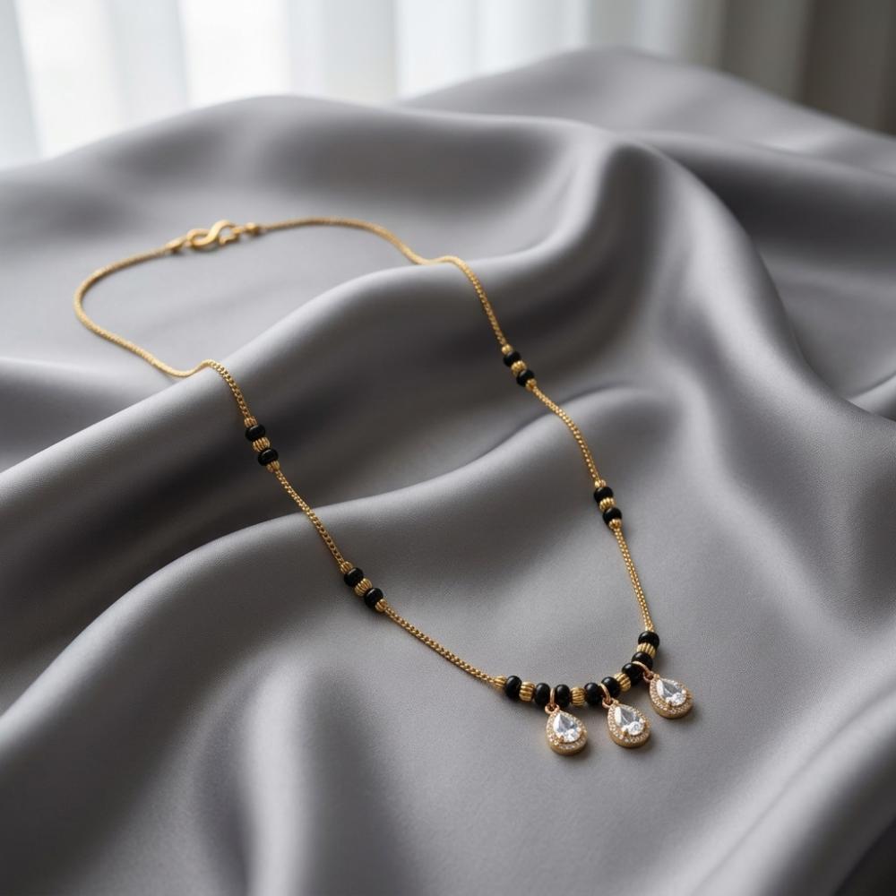 The99Jewel Classic Gold-Plated Mangalsutra with Sparkling Crystal Charms
