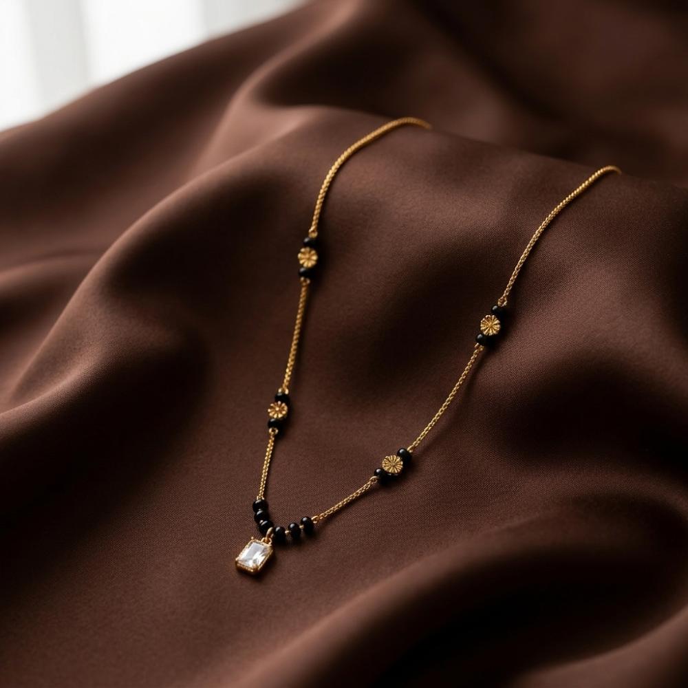 The99Jewel Classic Gold-Plated Mangalsutra with Sparkling Crystal Charms