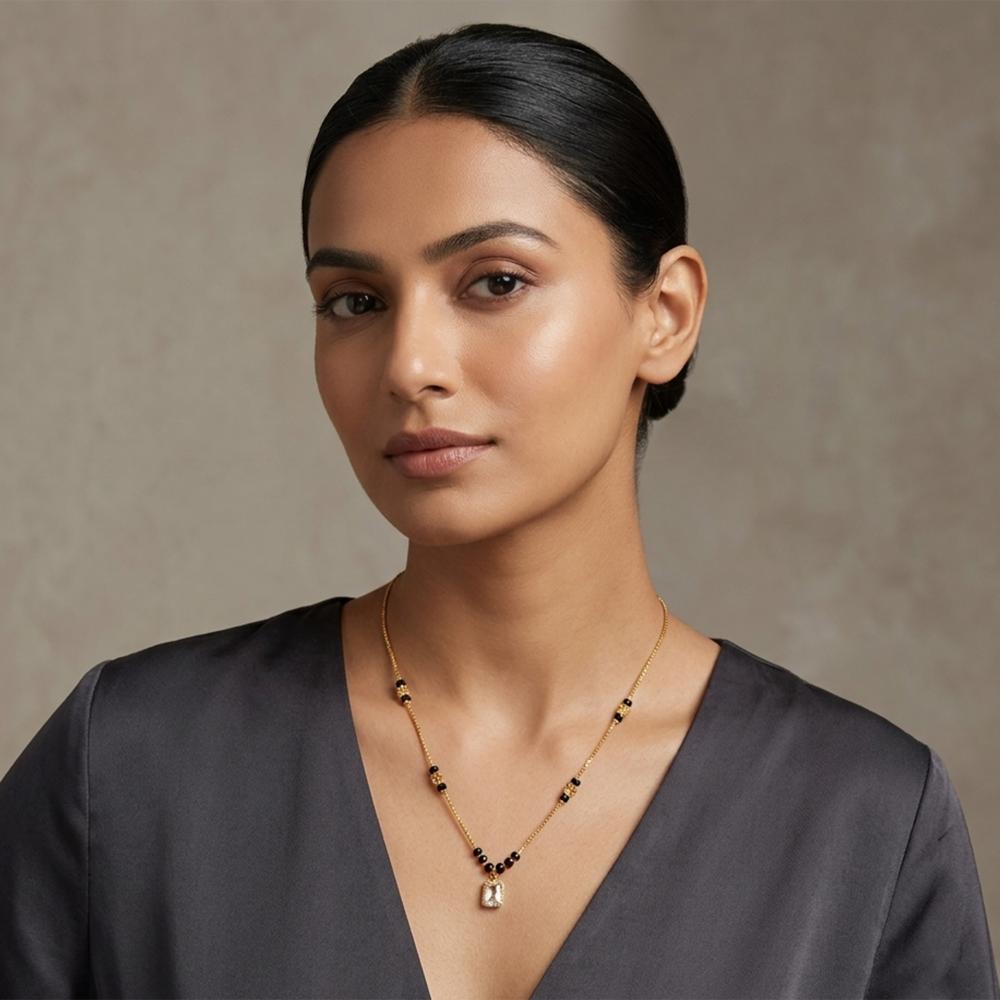 The99Jewel Classic Gold-Plated Mangalsutra with Sparkling Crystal Charms