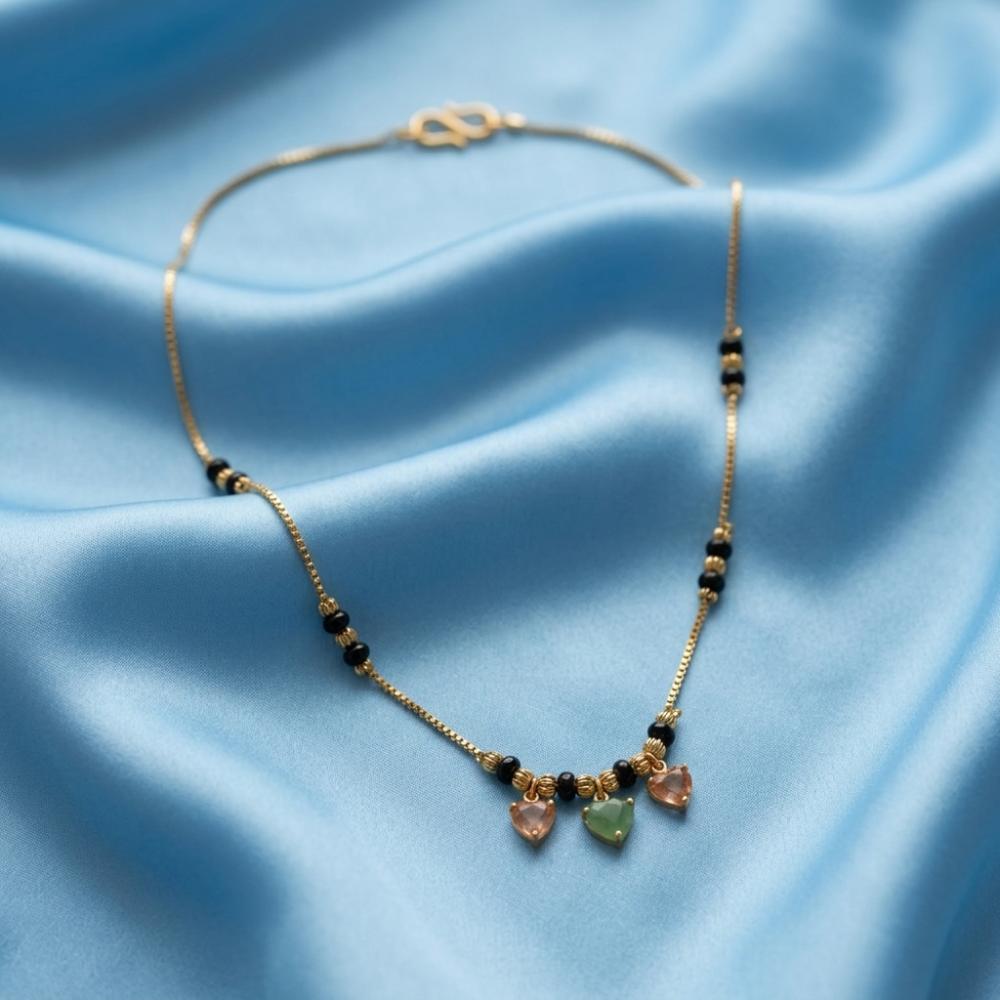 The99Jewel Classic Gold-Plated Mangalsutra with Sparkling Crystal Charms