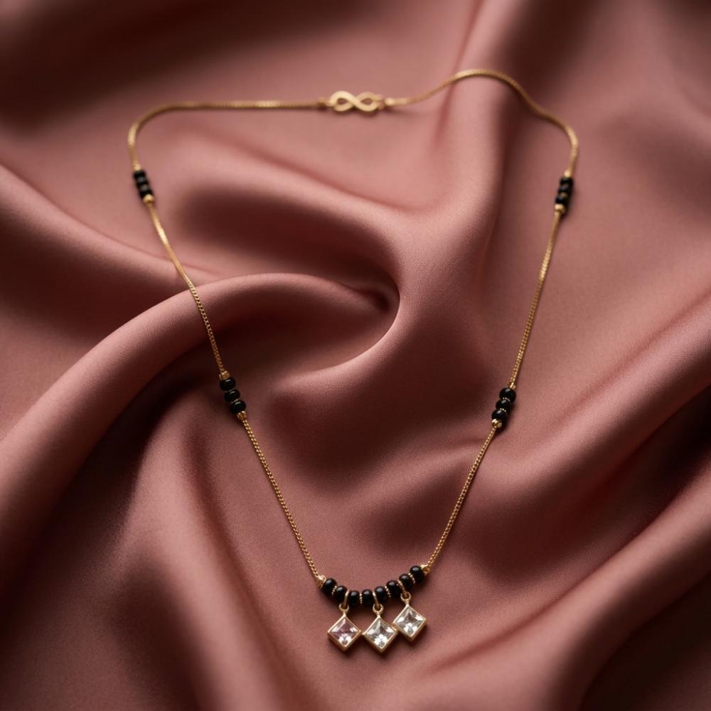 The99Jewel Classic Gold-Plated Mangalsutra with Sparkling Crystal Charms