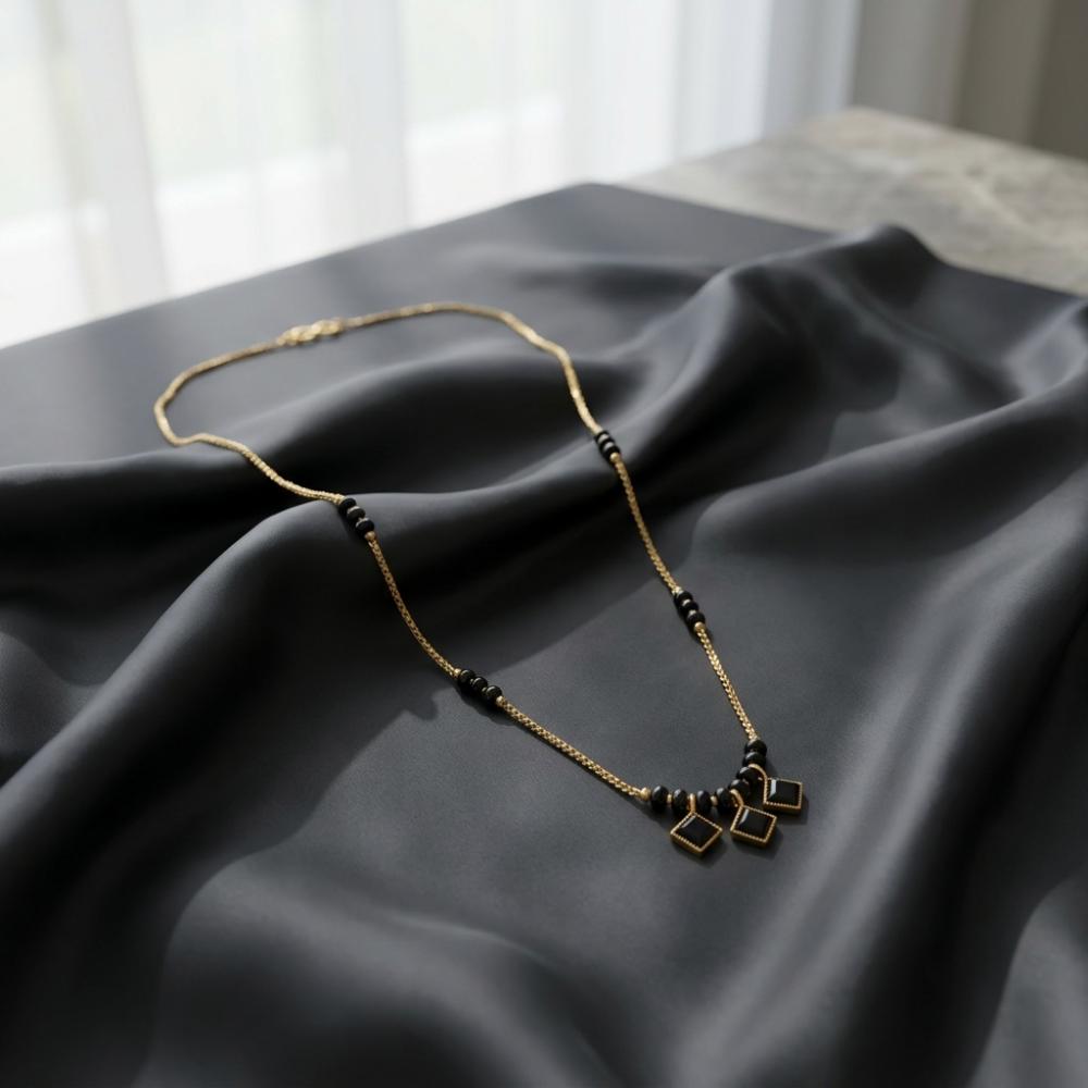 The99Jewel Classic Gold-Plated Mangalsutra with Sparkling Crystal Charms