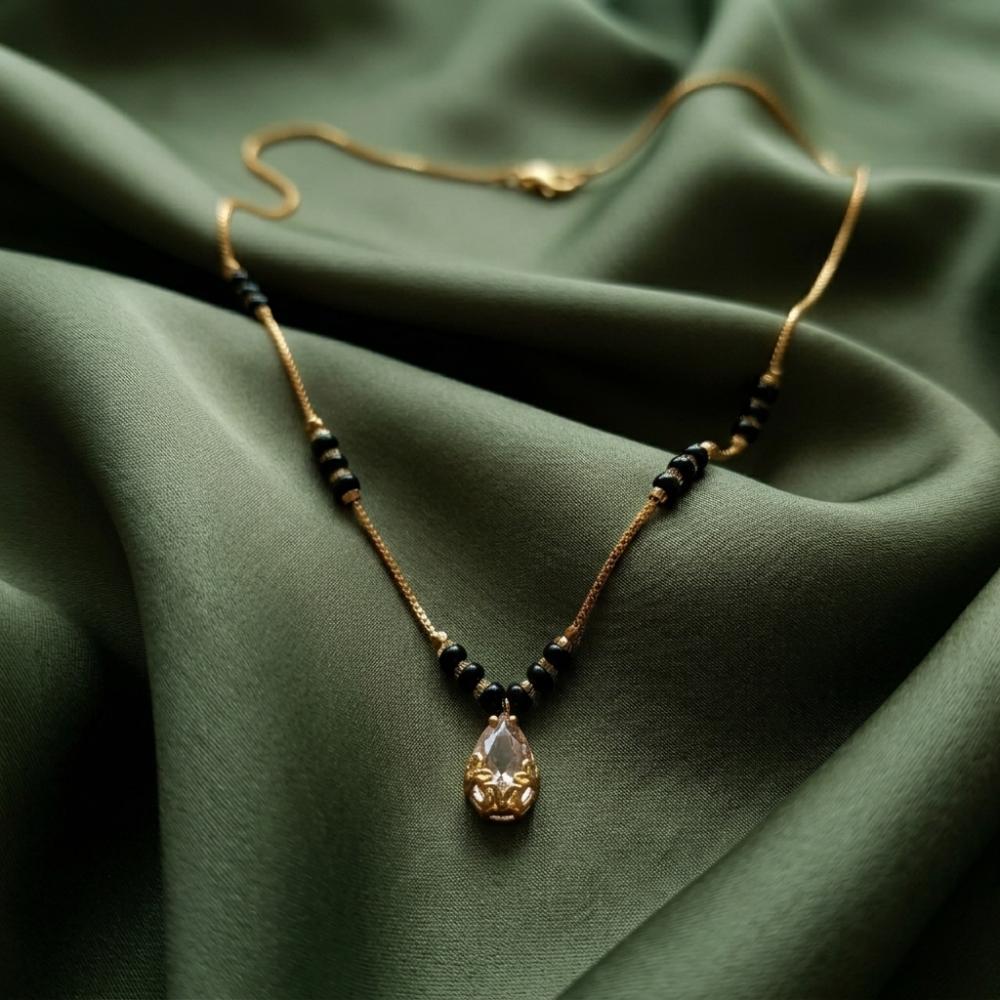 The99Jewel Classic Gold-Plated Mangalsutra with Sparkling Crystal Charms
