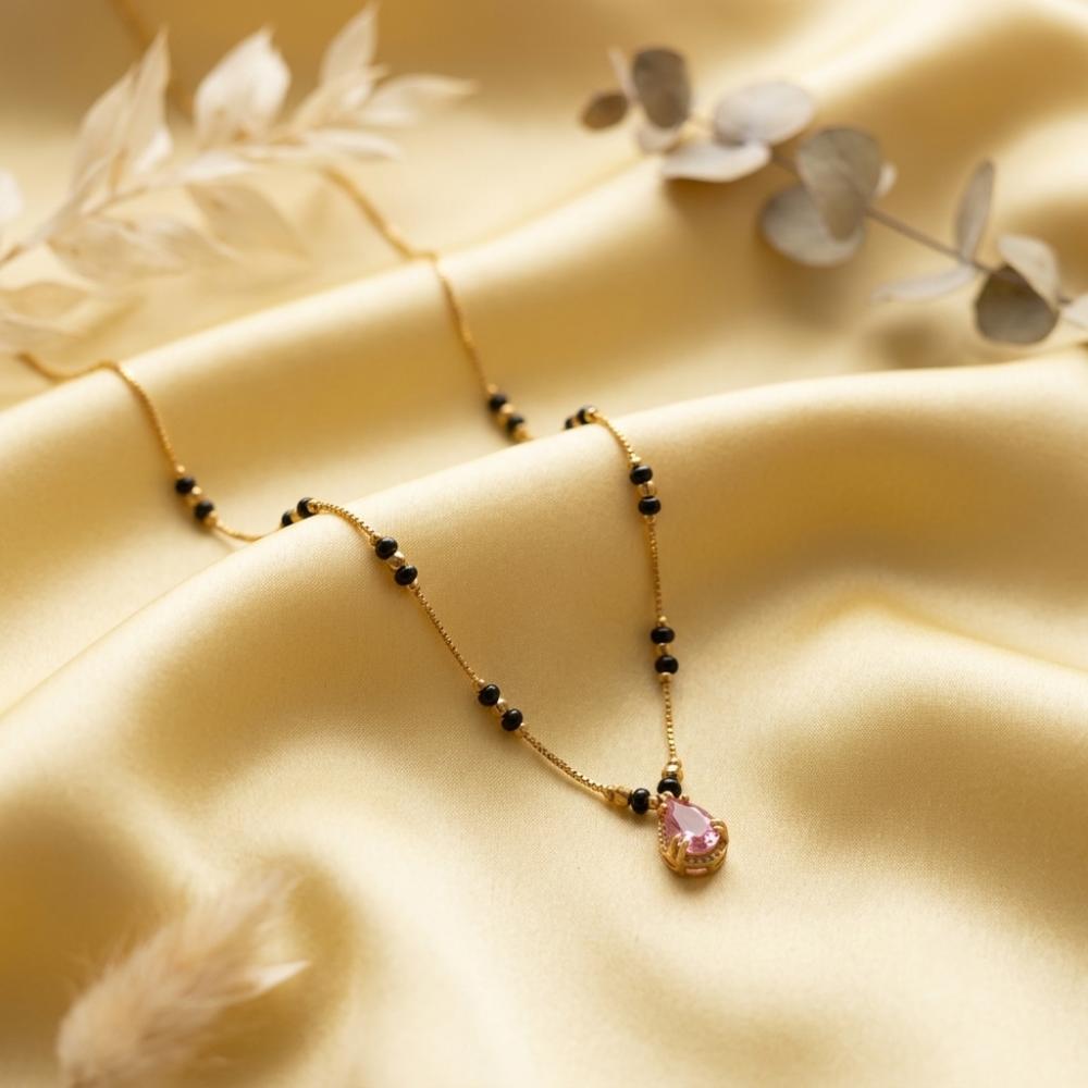 The99Jewel Classic Gold-Plated Mangalsutra with Sparkling Crystal Charms