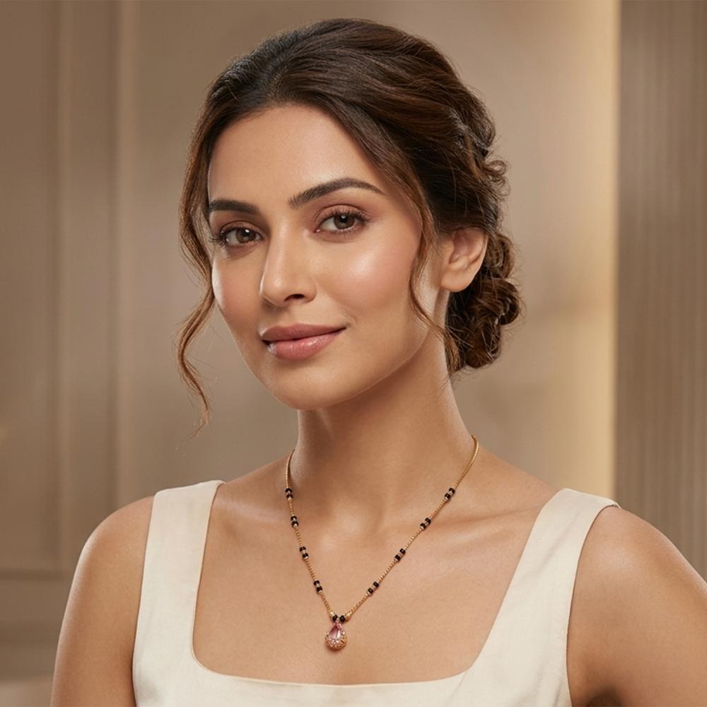 The99Jewel Classic Gold-Plated Mangalsutra with Sparkling Crystal Charms