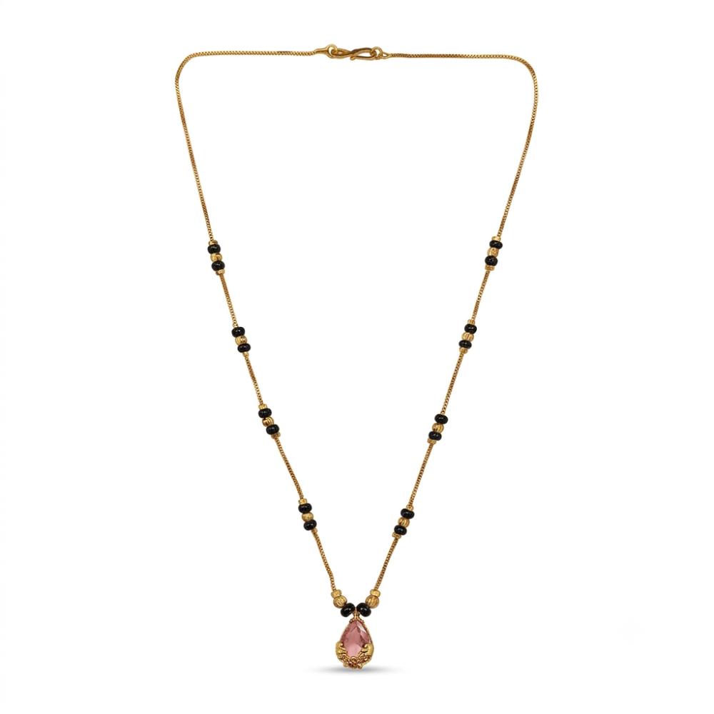 The99Jewel Classic Gold-Plated Mangalsutra with Sparkling Crystal Charms