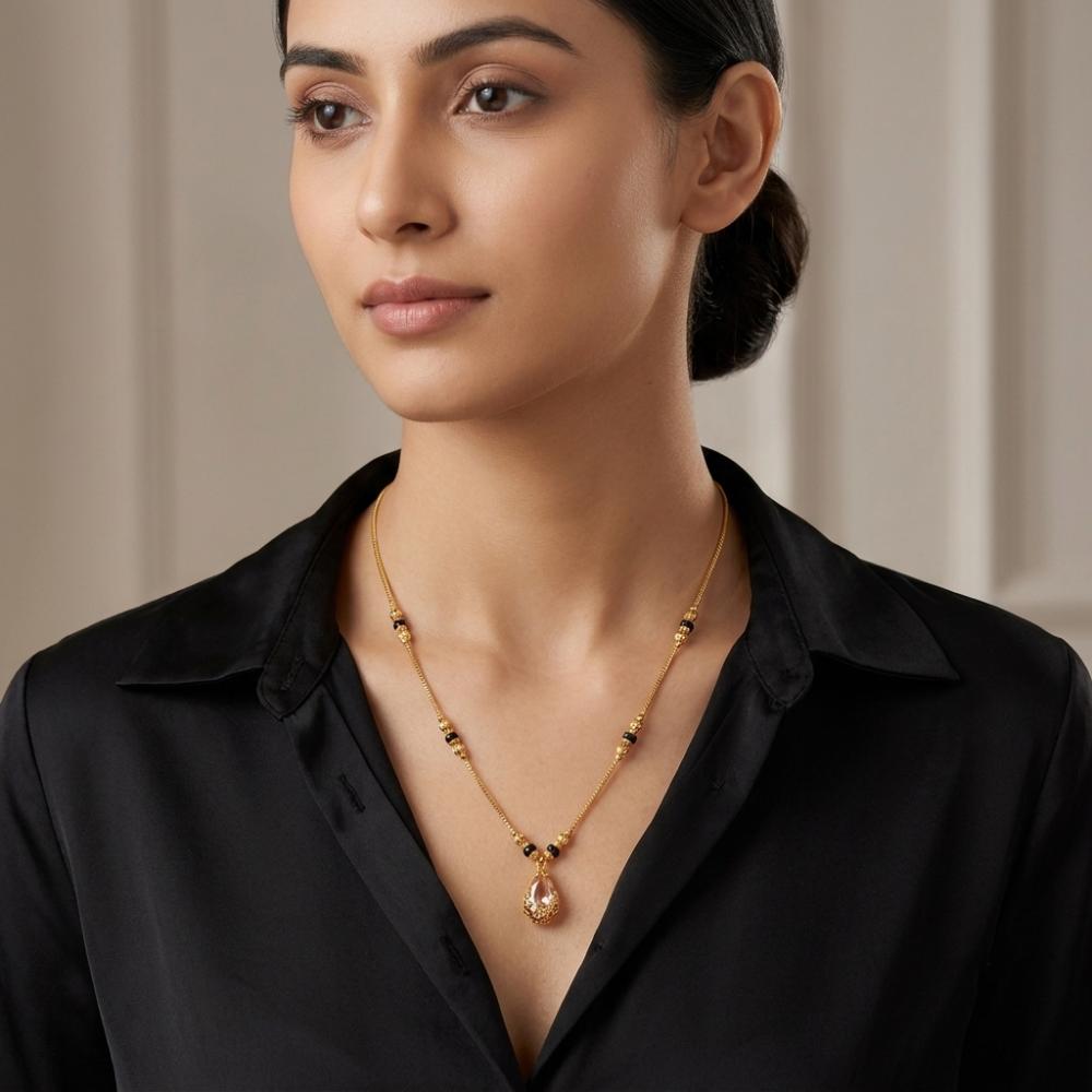 The99Jewel Classic Gold-Plated Mangalsutra with Sparkling Crystal Charms