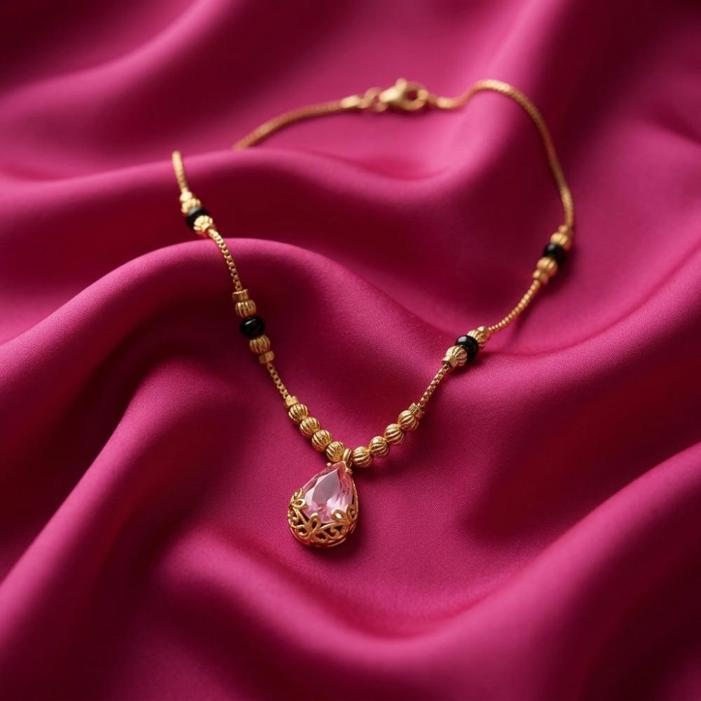 The99Jewel Classic Gold-Plated Mangalsutra with Sparkling Crystal Charms