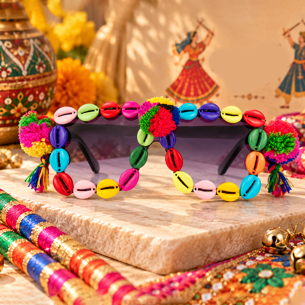 The99Jewel Navratri Special Handmade Sunglasses for Women & Girls Stylish Garba Night Accessory