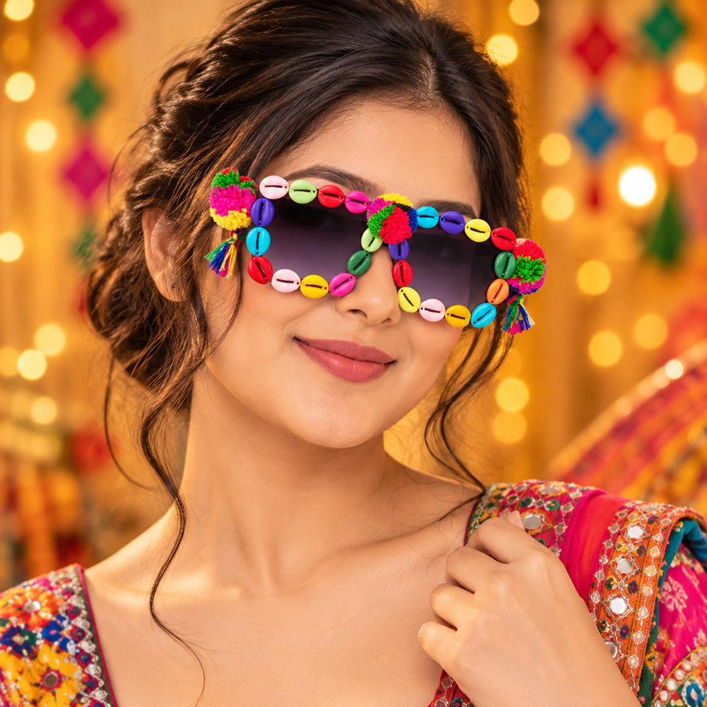 The99Jewel Navratri Special Handmade Sunglasses for Women & Girls Stylish Garba Night Accessory