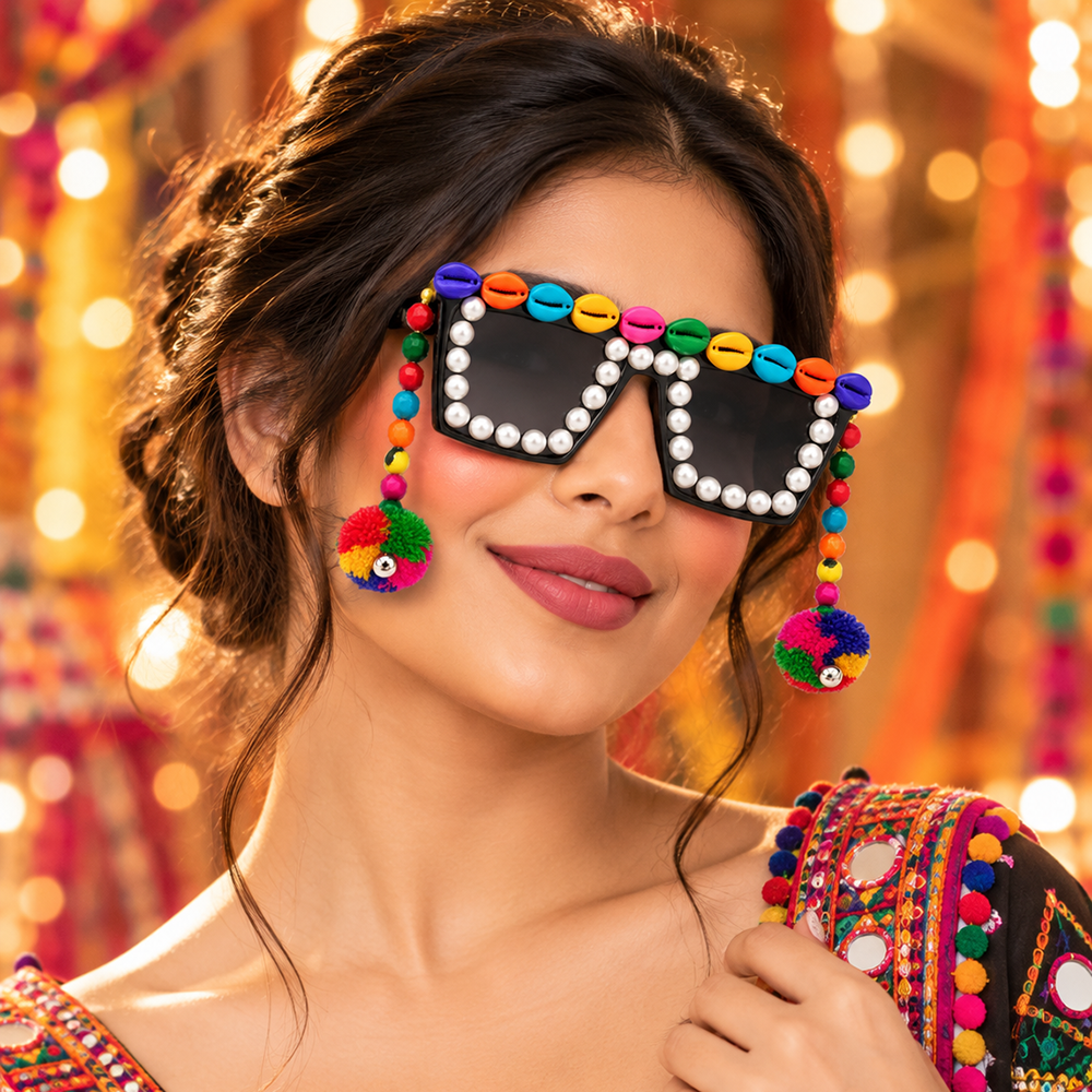 The99Jewel Navratri Special Handmade Sunglasses for Women & Girls Stylish Garba Night Accessory