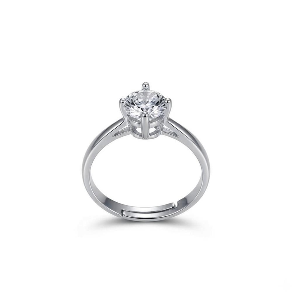 The99Jewel Silver Plated CZ Solitaire Adjustable Ring with Box