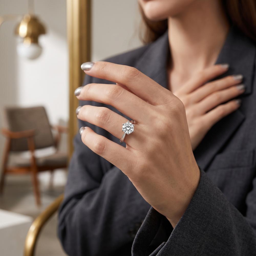 The99Jewel Silver Plated CZ Solitaire Adjustable Ring with Box
