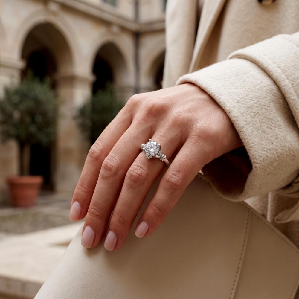 The99Jewel Silver Plated CZ Solitaire Adjustable Ring with Box