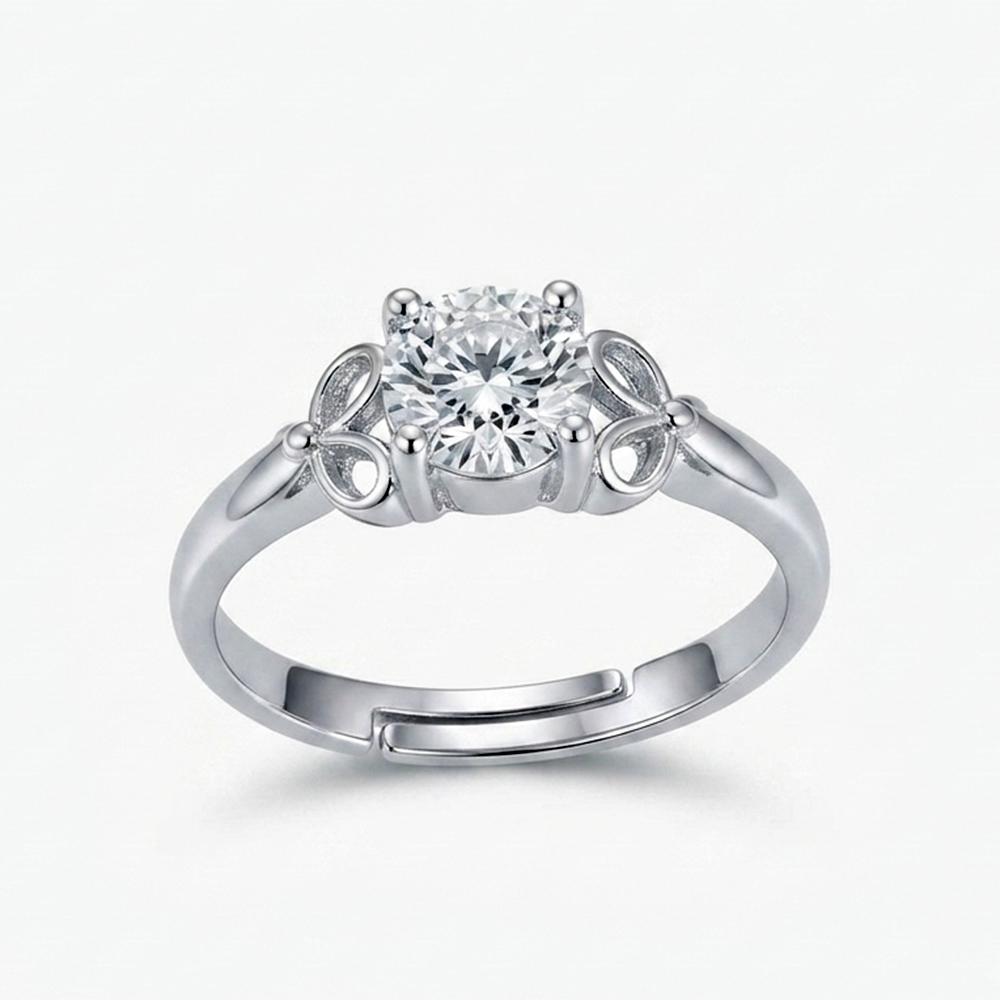 The99Jewel Silver Plated CZ Solitaire Adjustable Ring with Box
