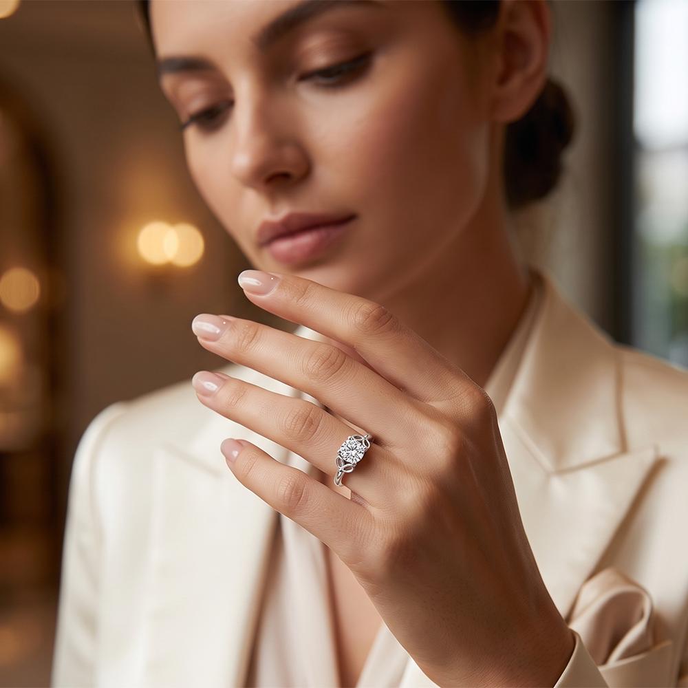 The99Jewel Silver Plated CZ Solitaire Adjustable Ring with Box