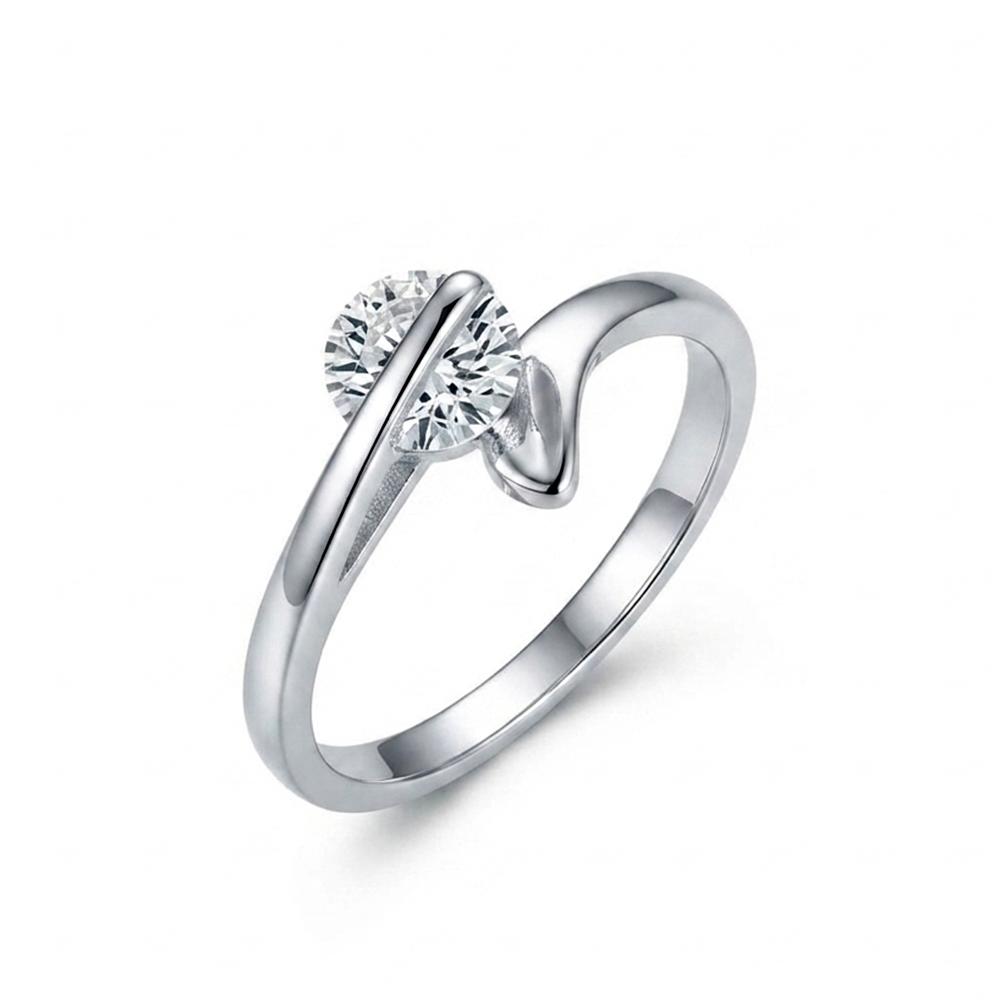 The99Jewel Silver Plated CZ Solitaire Adjustable Ring with Box