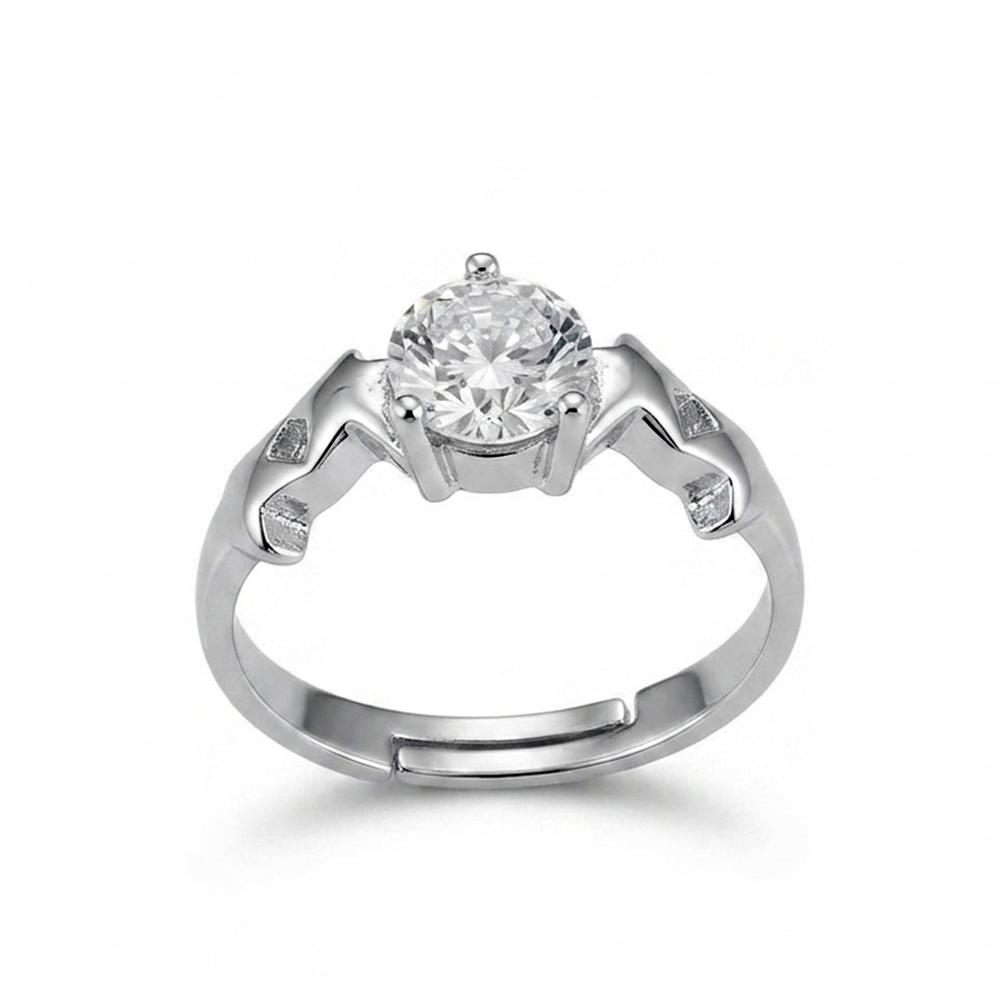 The99Jewel Silver Plated CZ Solitaire Adjustable Ring with Box