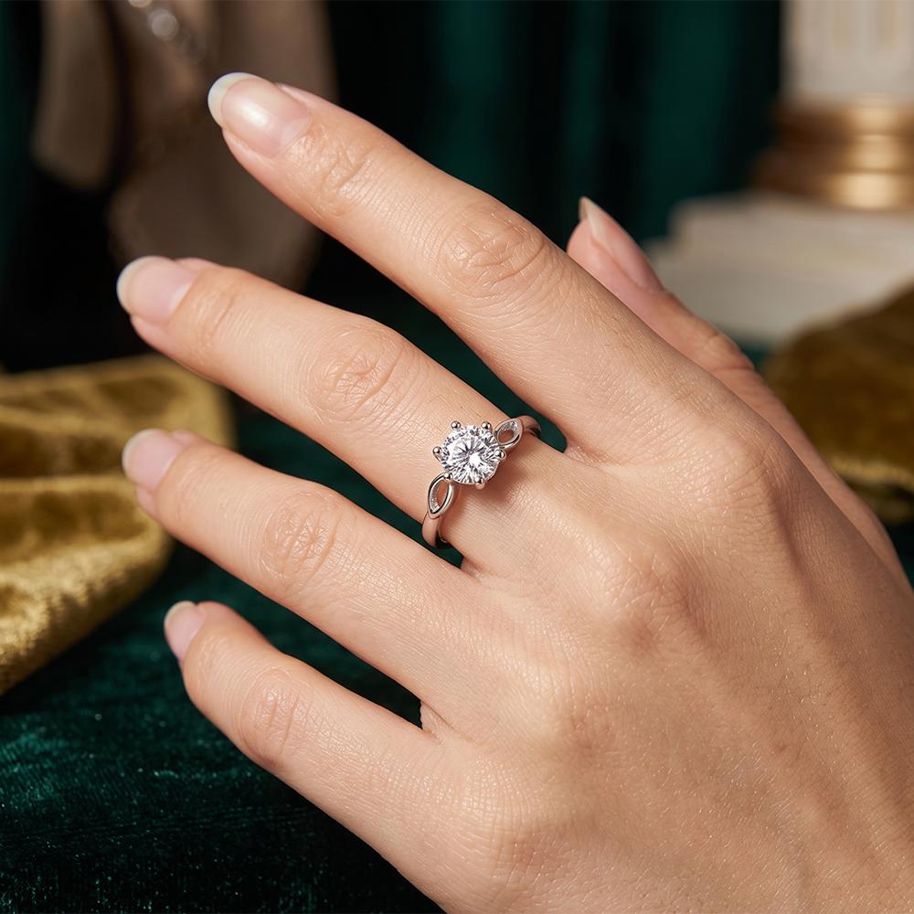 The99Jewel Silver Plated CZ Solitaire Adjustable Ring with Box