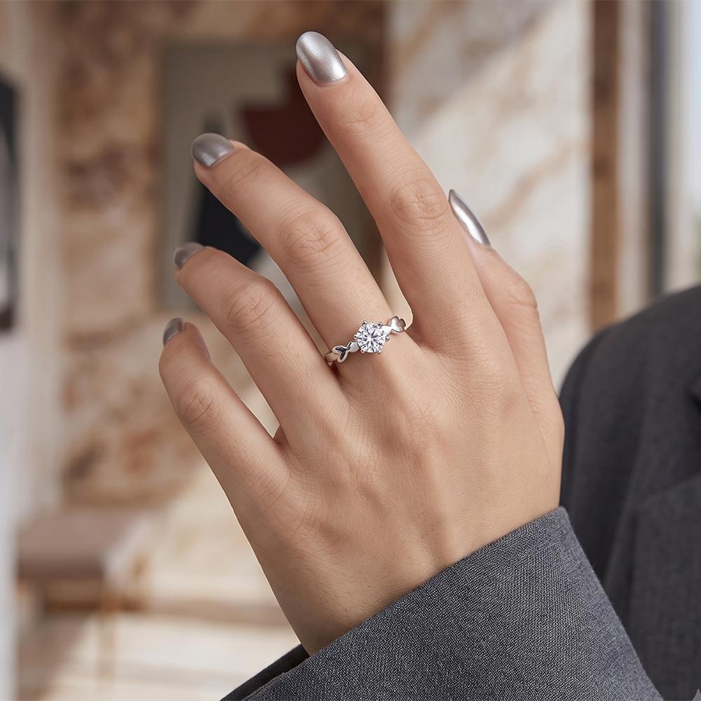 The99Jewel Silver Plated CZ Solitaire Adjustable Ring with Box
