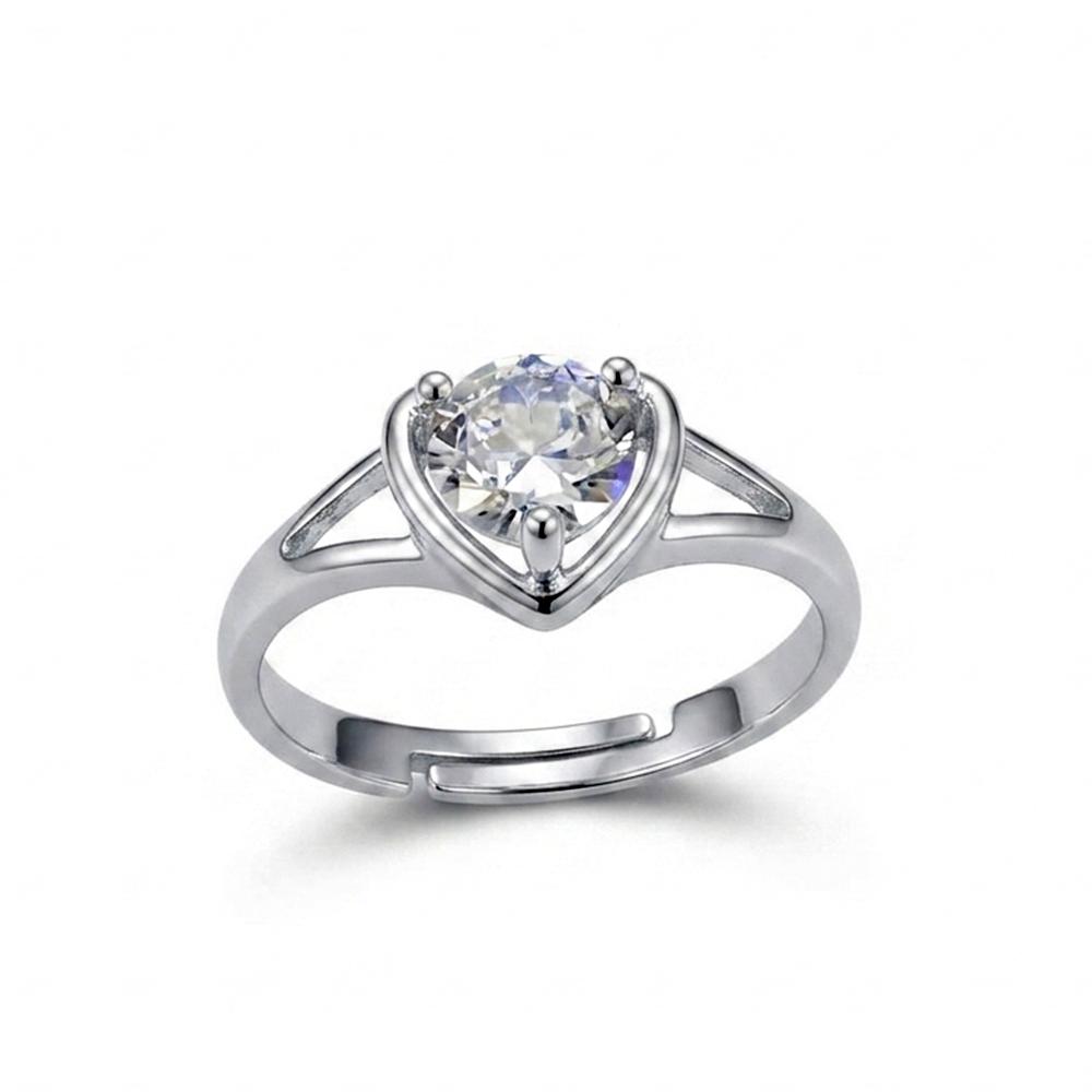 The99Jewel Silver Plated CZ Solitaire Adjustable Ring with Box