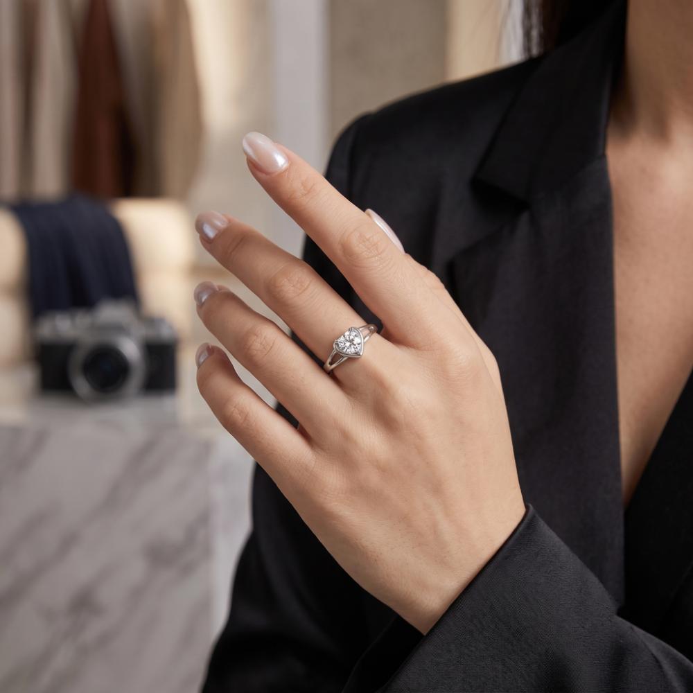 The99Jewel Silver Plated CZ Solitaire Adjustable Ring with Box
