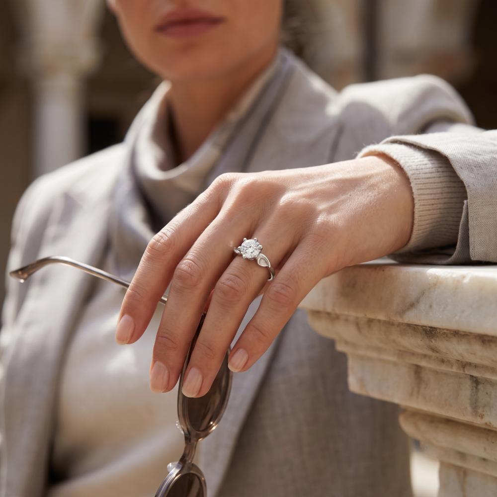 The99Jewel Silver Plated CZ Solitaire Adjustable Ring with Box
